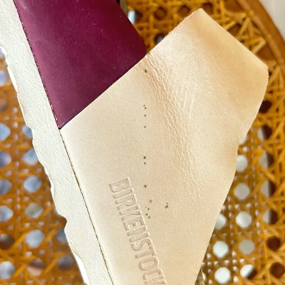 Birkenstock Cream and Burgundy Arizona Sandals - Picture 5 of 6